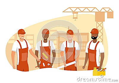 Vector illustration of team of builders Vector Illustration