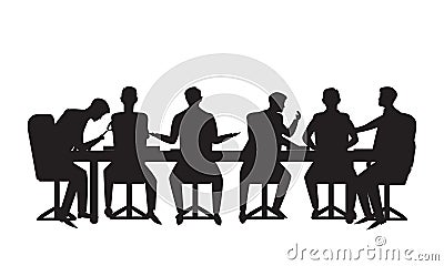 Vector illustration. Team meeting in business concept. Group of businessmen doing discussion communication of teamwork partnership Vector Illustration