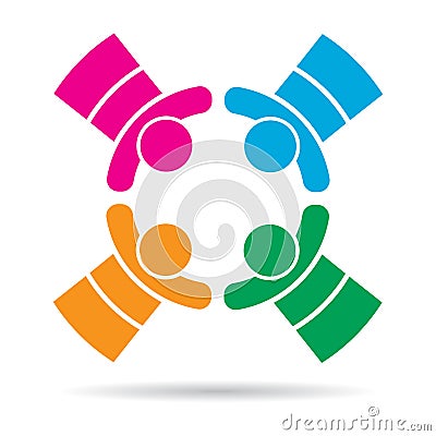 Team work four people colorful logo Vector Illustration