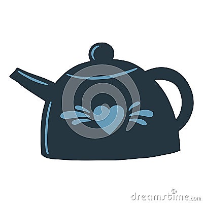 Vector illustration: teapot in hand draw hygge style. Cartoon Illustration