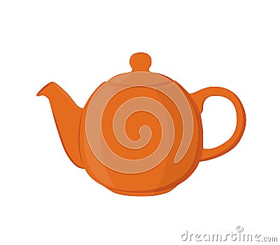 Vector illustration of teapot. Pottery fictile, clay teakettle. Flat style Vector Illustration