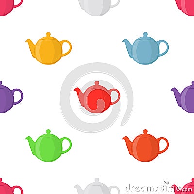 Vector illustration of teapots, seamless pattern. Pottery fictile, clay teakettle Vector Illustration