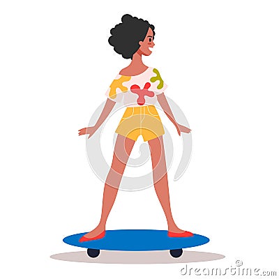 Vector illustration of teen girl scating. Active life style idea. Vector Illustration