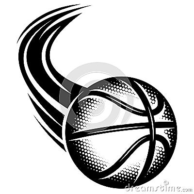 Vector illustration with a template for design on a sports theme. Flying basketball ball Cartoon Illustration