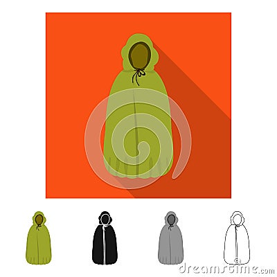 Vector illustration of tent and raincoat icon. Set of tent and hood stock vector illustration. Vector Illustration