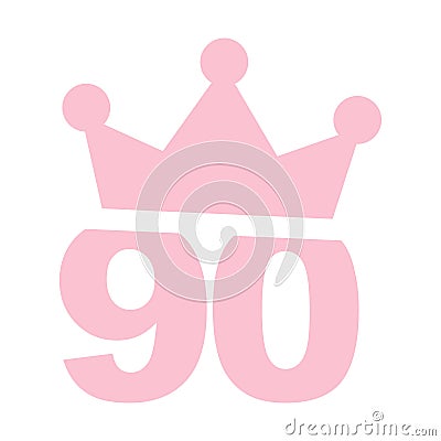 90th birthday party pink clip art Vector Illustration