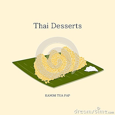 illustration Thai dessert Ka nom TUA PAP Vector Illustration