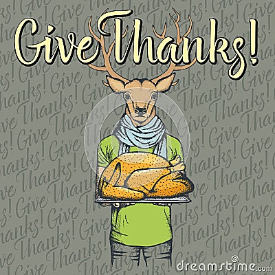 Vector illustration of Thanksgiving deer concept Vector Illustration