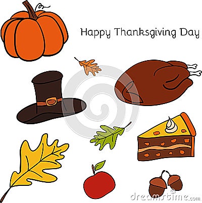 Vector illustration of Thanksgiving icons Vector Illustration