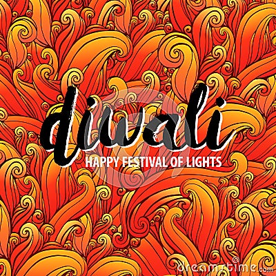 Vector illustration on the theme of the traditional celebration happy diwali. Deepavali light and fire festival. Vector Illustration