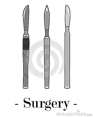 Vector illustration with three scalpels. Vector Illustration