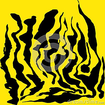 Vector illustration tiger print pattern. Yellow and black hand drawn background. Vector Illustration