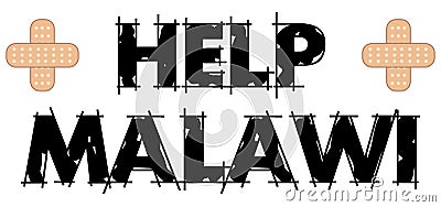 Help Malawi Text 4 Vector Illustration