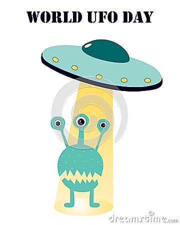 Vector illustration on the topic of ufology: ufo, alien. Vector Illustration