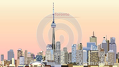 Vector illustration of Toronto city skyline at sunrise Vector Illustration