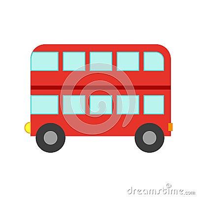 Vector illustration of a toy car in a flat style. Icon of a double deck bus. Logo design Vector Illustration