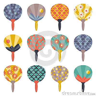 Vector illustration of traditional Japanese Fans Uchiwa Vector Illustration