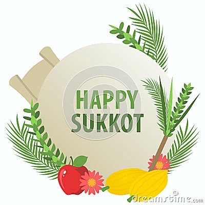 Happy Sukkot decorative symbol for banner or greeting card Vector Illustration