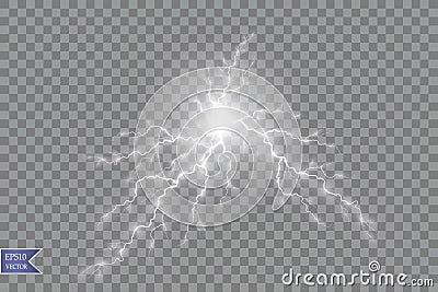 Vector illustration. Transparent light effect of electric ball lightning. Magic plasma energy Vector Illustration