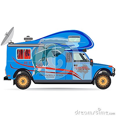 Vector illustration of travel car in flat style Vector Illustration