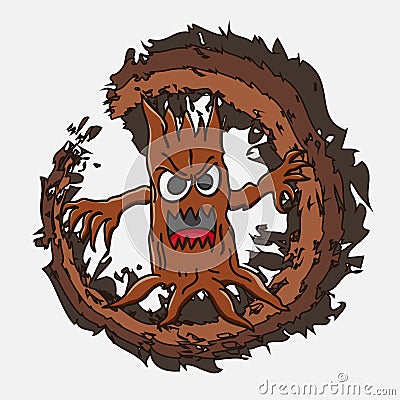 Vector illustration of tree monster characters. Vector Illustration