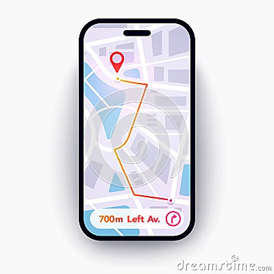 Vector Illustration Trendy Infographic City Map Navigation. Mobile App Interface Concept Design. Vector Illustration