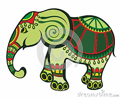 Tribal totem animal Elephant in cartoon style. Hand drawn style vector illustration Vector Illustration