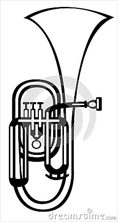 Vector illustration tuba alto horn on white Vector Illustration