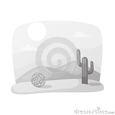 Vector illustration of tumbleweed and cactus icon. Set of tumbleweed and west stock symbol for web. Vector Illustration