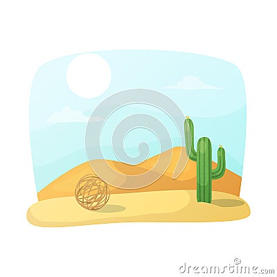 Vector illustration of tumbleweed and cactus logo. Set of tumbleweed and west stock symbol for web. Vector Illustration