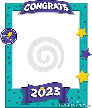 Vector illustration of turquoise selfie photo frame for graduates in the year 2023 Vector Illustration