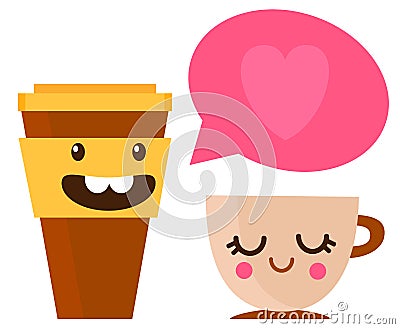 Vector illustration of two cups of coffee Vector Illustration