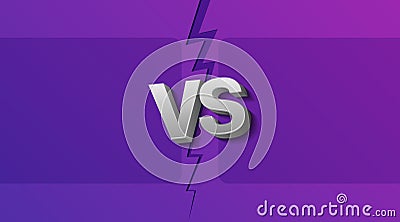 Vector illustration of two empty frames and VS letters on ultraviolet background with lightning Cartoon Illustration