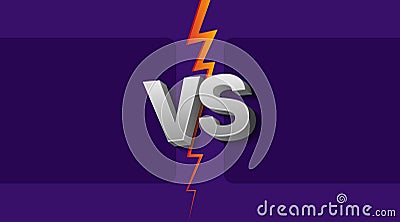 VS letters on ultraviolet background with lightning. Versus Vector Illustration Cartoon Illustration