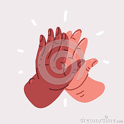 Vector illustration of Two hands giving a high five for great work. Friendship and giving a high five as a symbol of Vector Illustration
