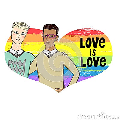 Gay men couple Vector Illustration