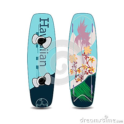 Vector illustration of two sides of wakeboard in flat style Vector Illustration