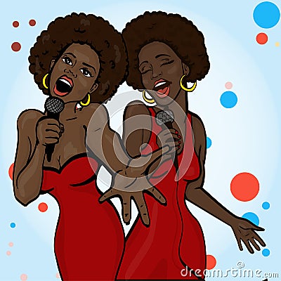 Vector illustration of a two singing woman Vector Illustration