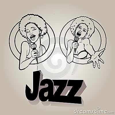 Vector illustration of a two singing woman Vector Illustration