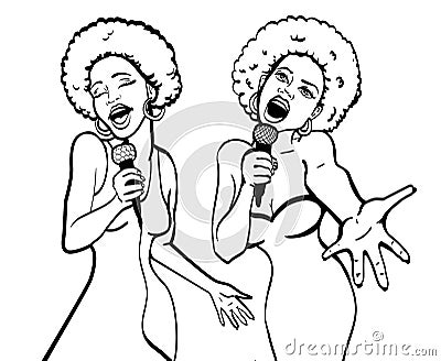 Vector illustration of a two singing Vector Illustration