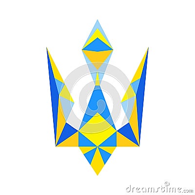 Vector illustration of Ukrainian national emblen - trident in geometric polygonal style. Vector Illustration
