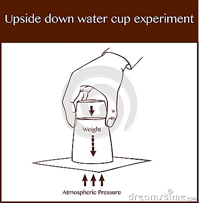 Vector illustration of a upside down water cup experimen Vector Illustration