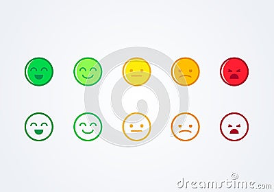 Vector illustration user experience feedback concept different mood smiley emoticons emoji icon positive, neutral and negative. Vector Illustration