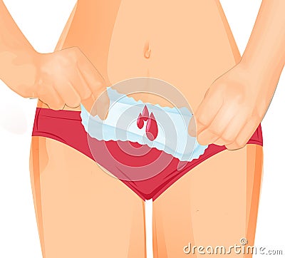 Vector illustration of a vaginal discharge blood On Sanitary Pad Vector Illustration