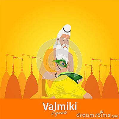 Vector Illustration of Valmiki Jayanti, A mythological peot of Ramayana. banner or poster Vector Illustration