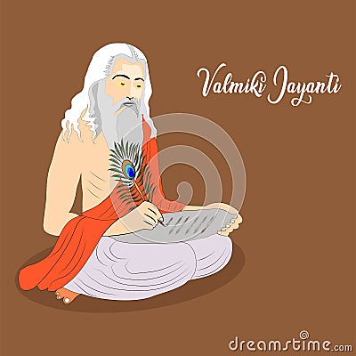 Vector Illustration of Valmiki Jayanti, A mythological peot of Ramayana Vector Illustration