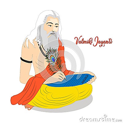 Vector Illustration of Valmiki Jayanti, A mythological peot of Ramayana Vector Illustration