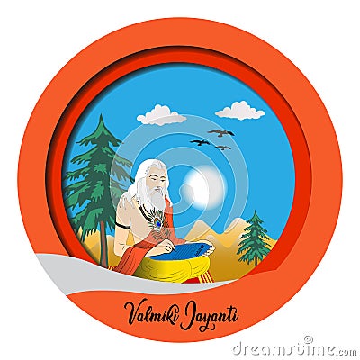 Vector Illustration of Valmiki Jayanti, A mythological peot of Ramayana Vector Illustration