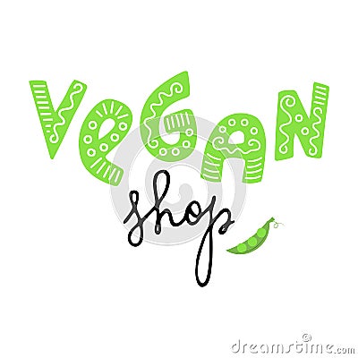 Vector illustration of Vegan shop concept design Cartoon Illustration