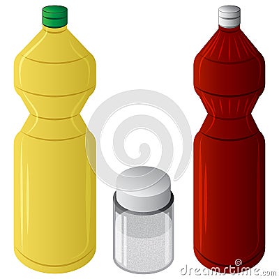 Vector illustration vegetable oil, fish sauce, sugar or salt Vector Illustration